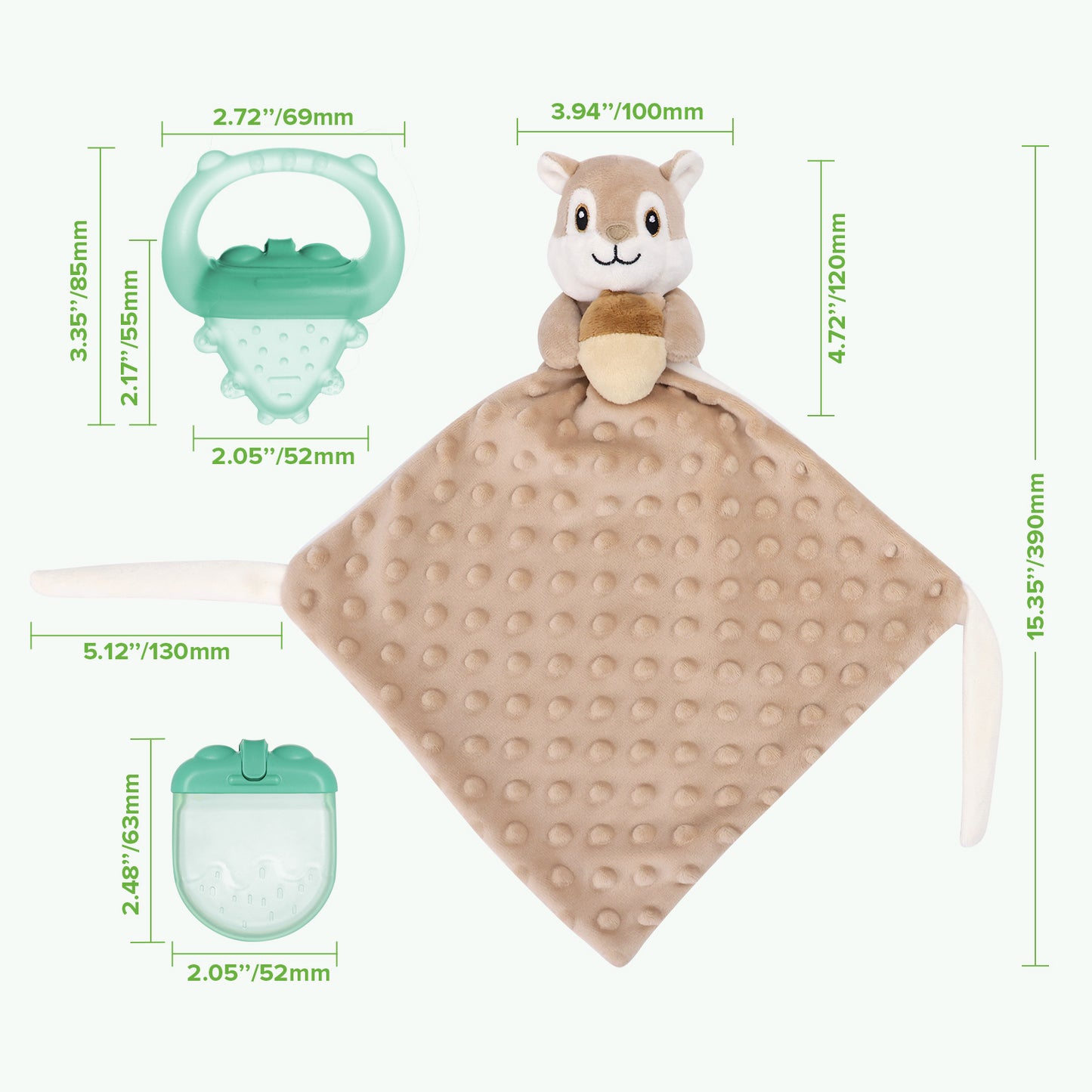 Snuggle Squirrel & Acorn Teether Blanket Combo