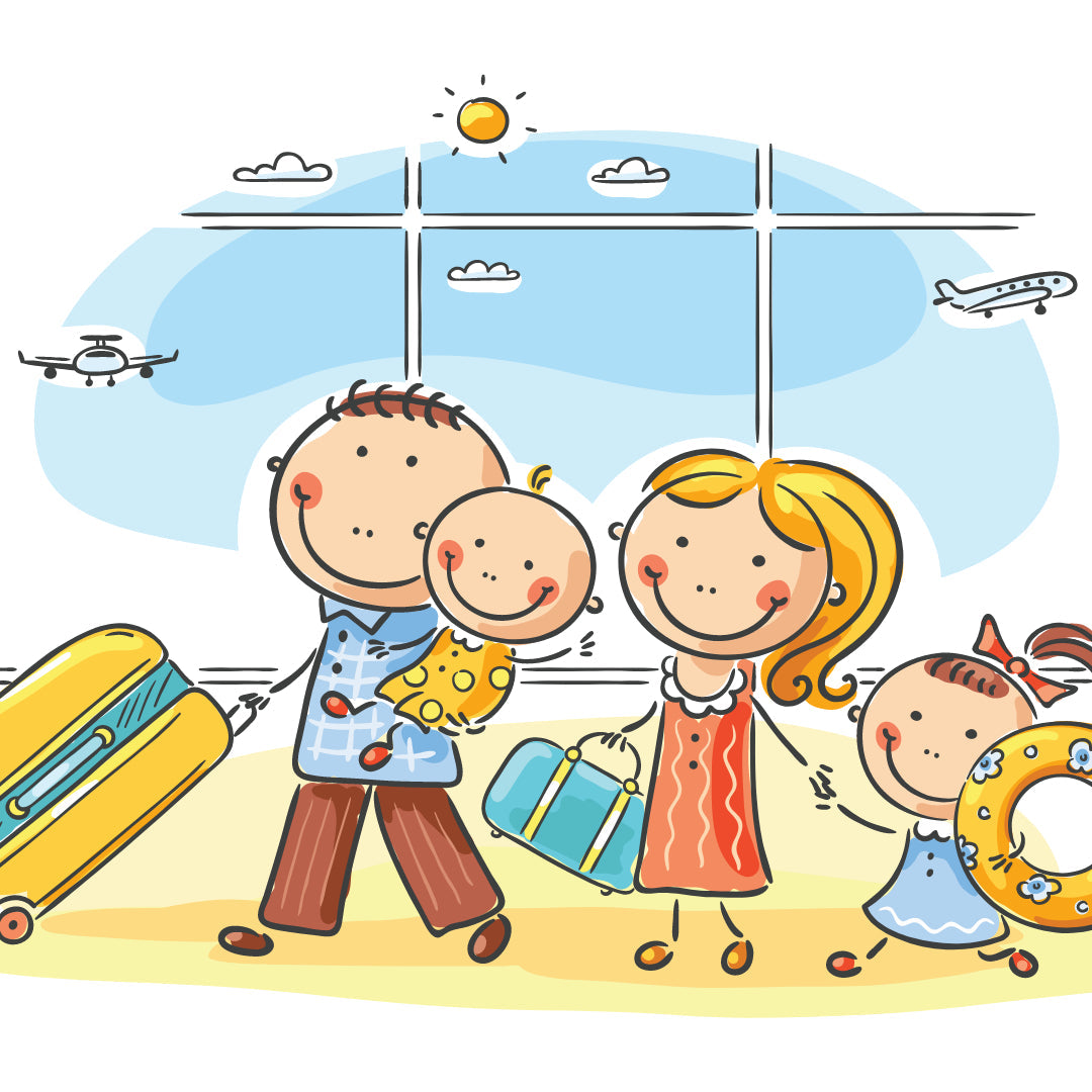 Illustration of a family travelling