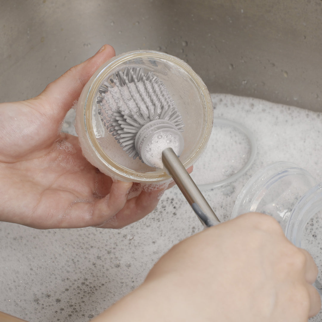 Silicone Cleaning Brush washing a Haakaa Gen. 3 Silicone Bottle
