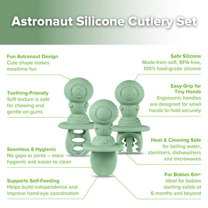Astronaut Beginner Silicone Cutlery Set