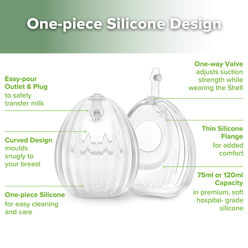 Shell Wearable Silicone Pump (Medical-Grade Silicone, 75ml/120ml)