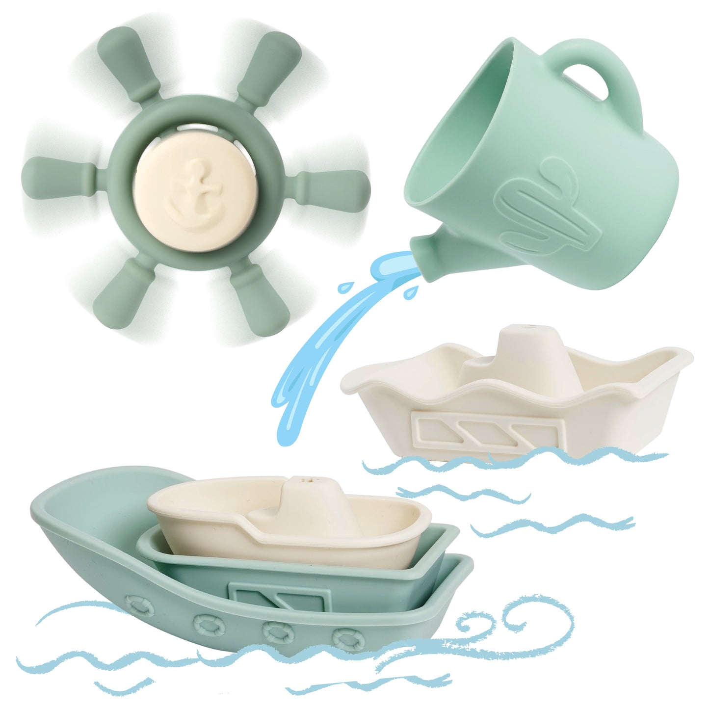 Nautical Silicone Bath Toy Set