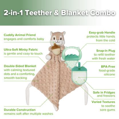 Snuggle Squirrel & Acorn Teether Blanket Combo