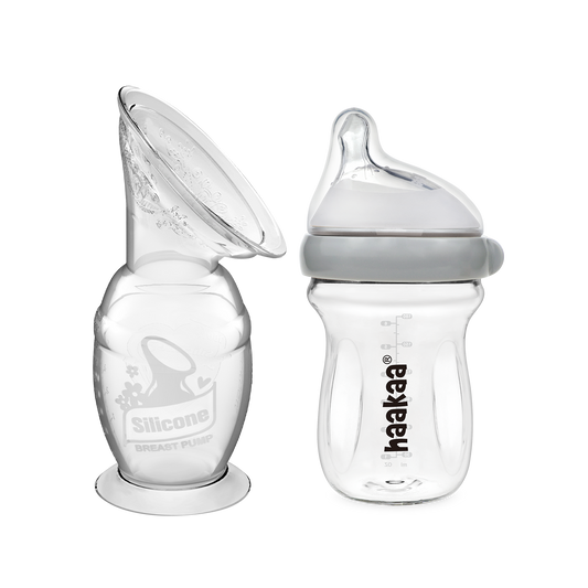 Generation 2 Silicone Breast Pump (150ml) and Gen. 3 Glass Baby Bottle Combo (160ml)